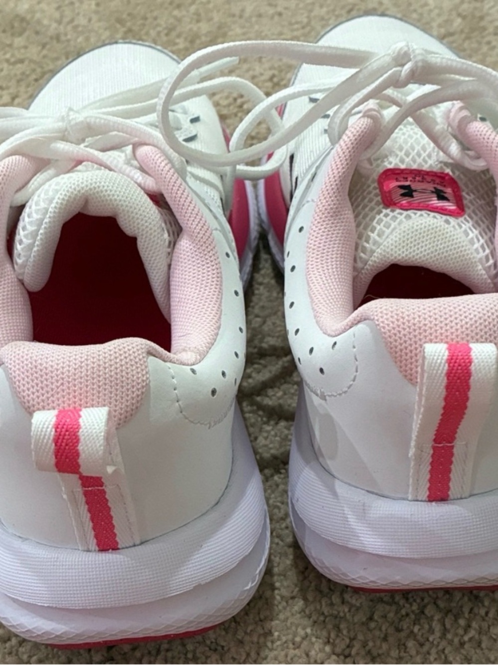 Under Armour White and Pink Women's Athletic Sneakers - Picture 4 of 5